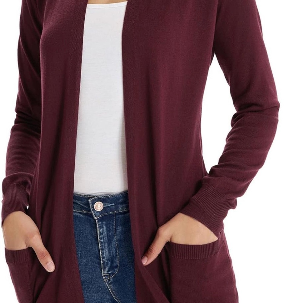 Grace Karin Women’s Lightweight Cardigan Sweater in a rich burgundy, XS size